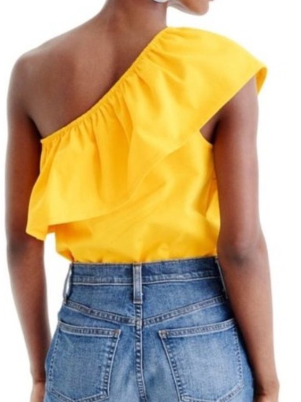 J. Crew One-Shoulder Ruffle‎ Top in Bright Yellow